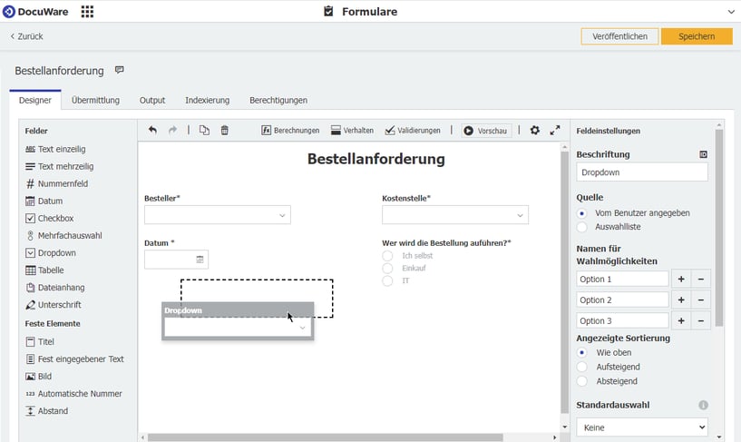2 Bestellanforderung konfigurieren